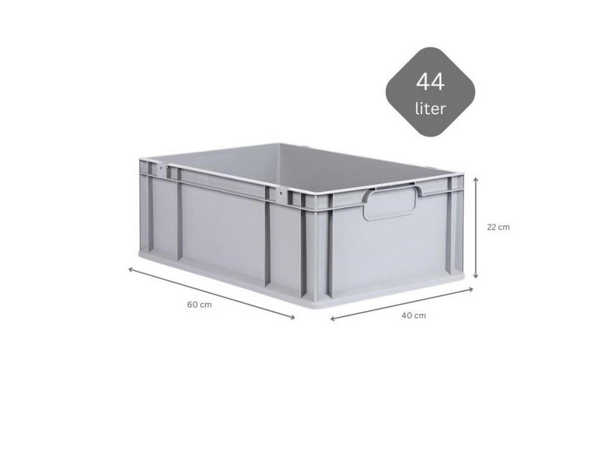 EUROBOX 5x Nextgen Economy Griffe Geschlossen 22x40x60cm 44 Liter - Grau, Kunststoff (40/22/60cm) - PROREGAL
