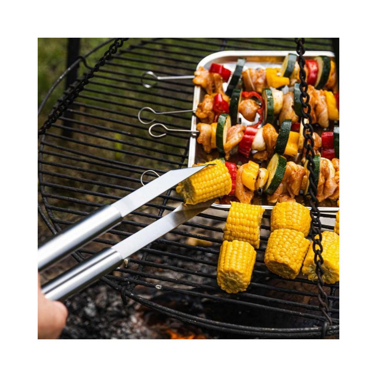 GRILLBESTECK Silber 44.5/9.2/2 cm KH1919 - Silberfarben, Metall (9.2/2/44.5cm) - Kinghoff 