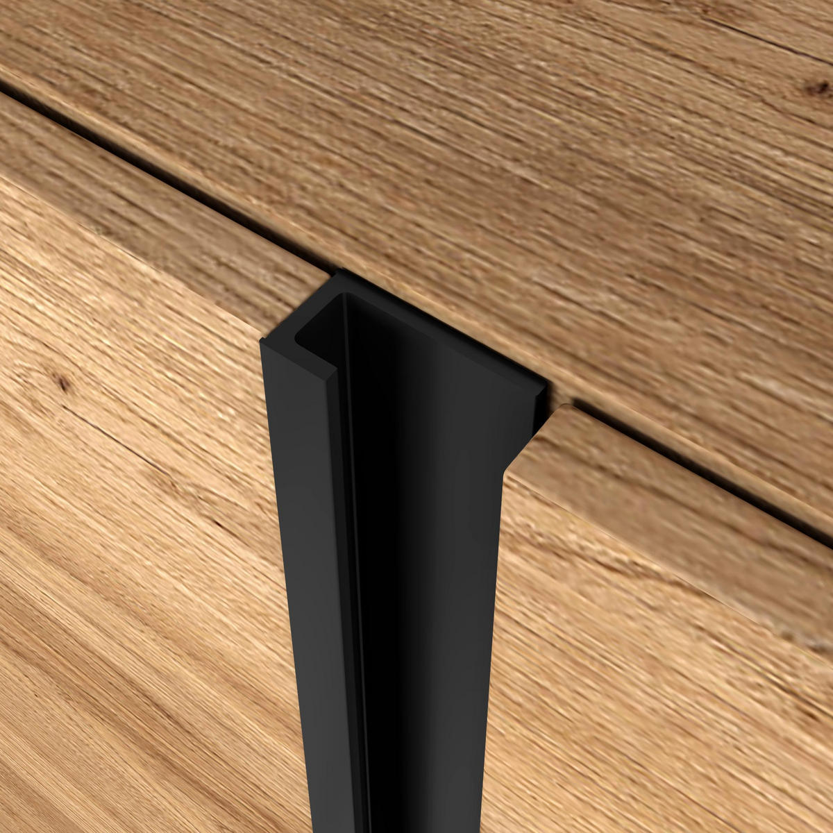 LOWBOARD, Eiche und Schwarz, 315/35/61cm, Kamin mit Feuereffekt XXL - Eichefarben, Holzwerkstoff (315/61/35cm) - Skraut Home