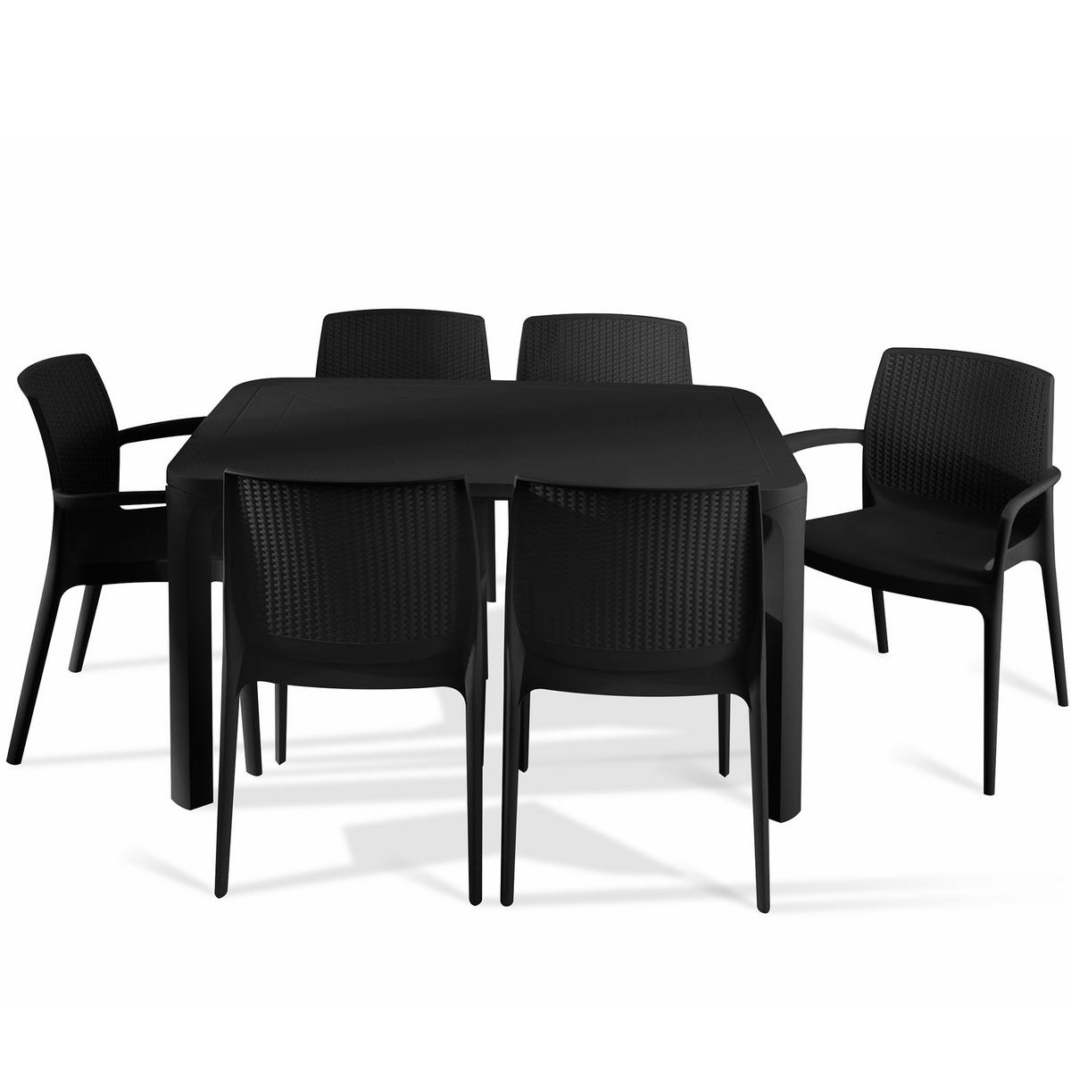 GARTENMÖBEL-SET LEOPSI, RANTU 7-tlg, Anthrazit - Anthrazit, Kunststoff - KONSIMO®