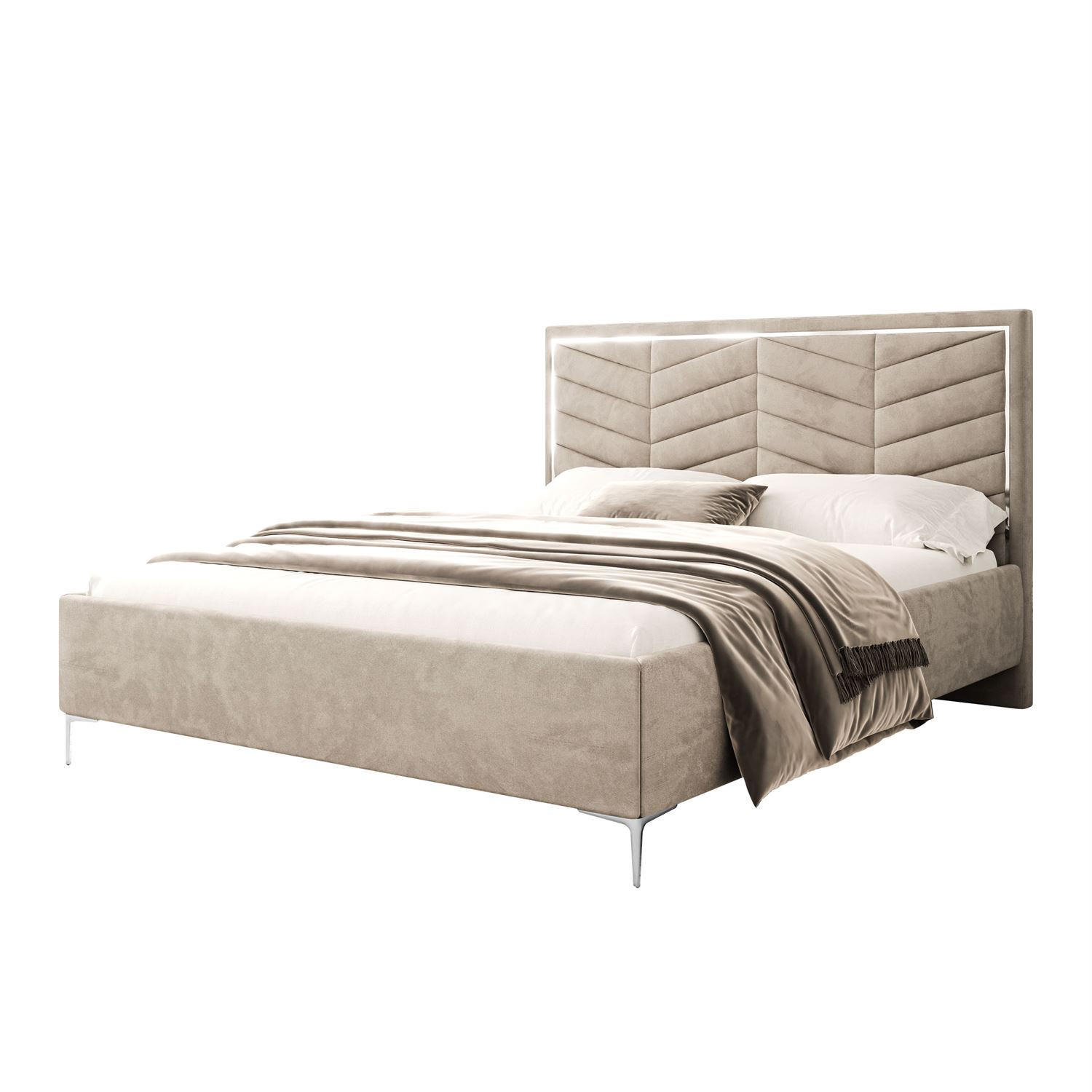 POLSTERBETT AURORA II 120x200 mit Bettkasten Opera Pearl - Beige, Textil (120/200cm) - Lookway