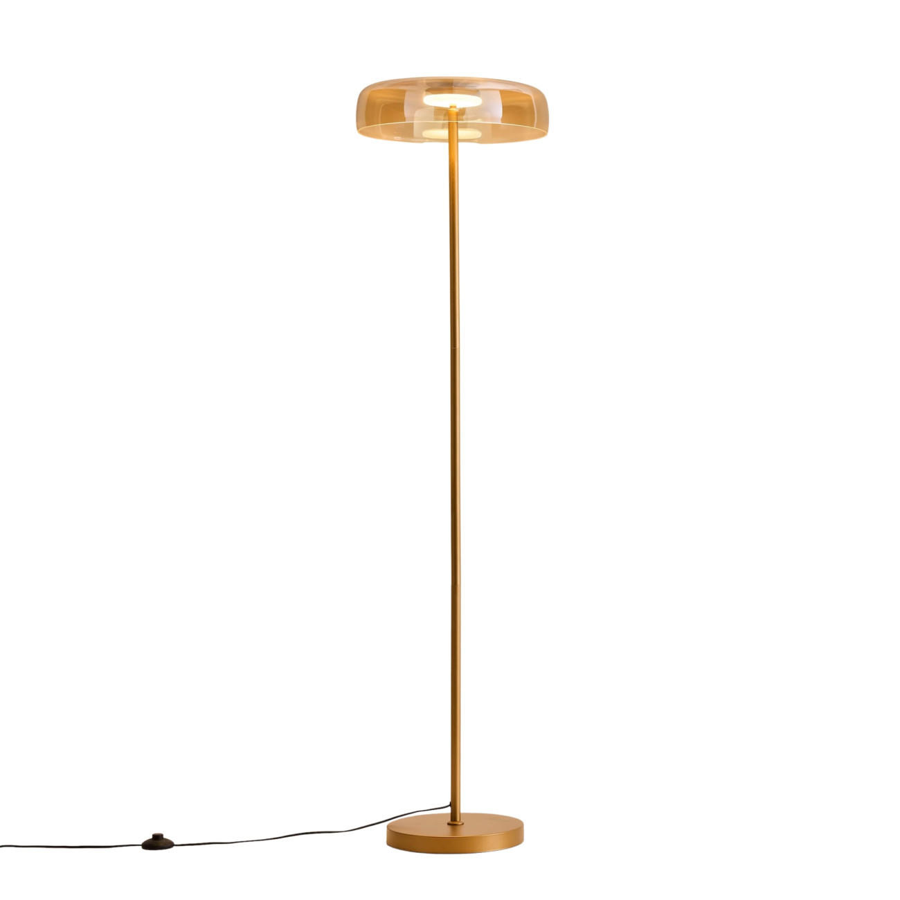 STEHLEUCHTE Riccardo, Bernstein und Gold, 165cm - Bernsteinfarben, Glas (165/42/165cm) - KOSILUM