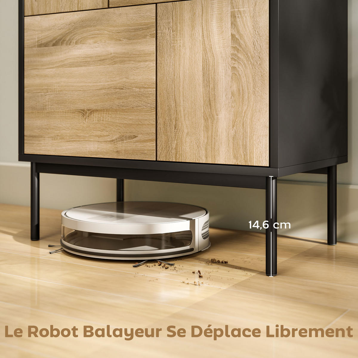 SIDEBOARD Schwarz und Natur, 4 Türen, 60/35/78 cm - Schwarz, Holz (60/78/35cm) - PANGIVO