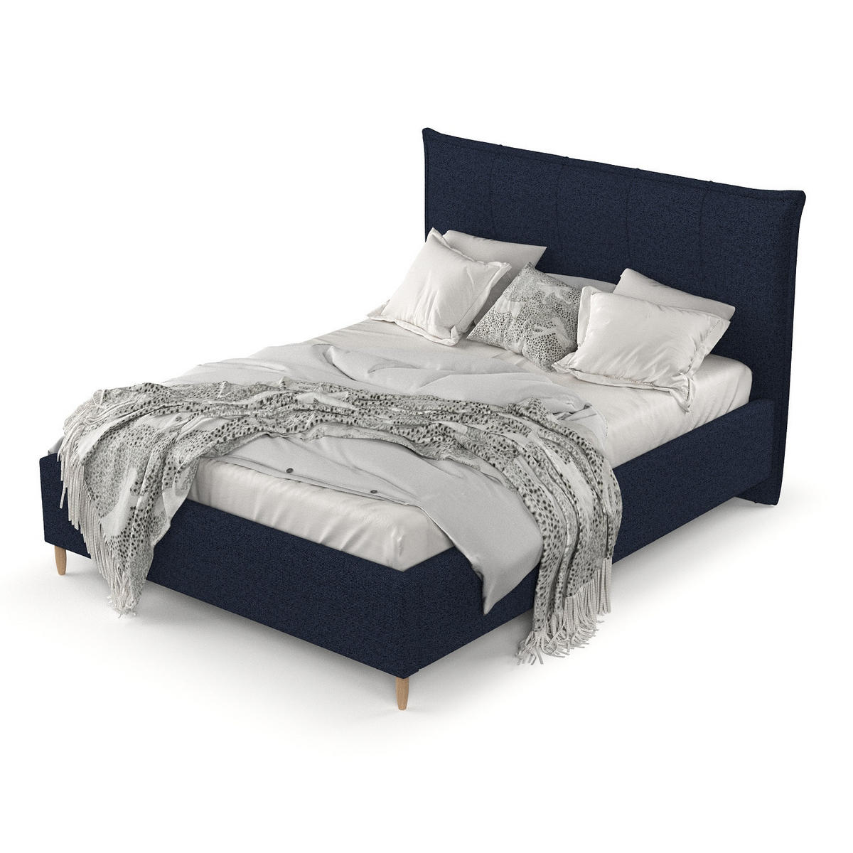 POLSTERBETT Plaza 120/200 cm Marineblau im Riva Stoff - Naturfarben/Dunkelblau, Holz/Holzwerkstoff (120/200cm) - AltaBeds