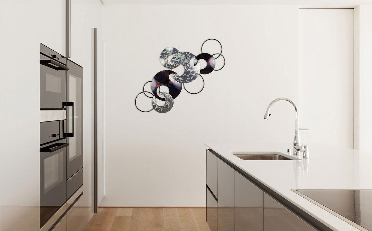 WANDDEKO Silber 106/56 cm - Silberfarben/Braun, Metall (1.92/56/8cm) - KUNSTLOFT