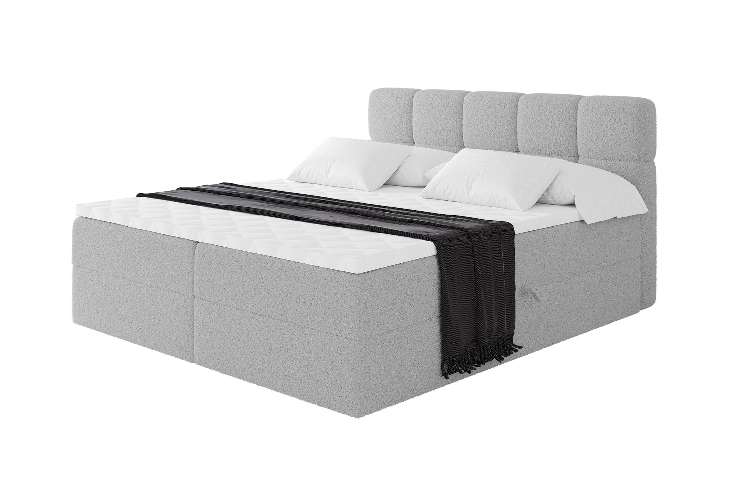 BOXBETT mit Matratze H4 - FAMA - 160x200 cm Hellgrau Quelle - Hellgrau, Holzwerkstoff (160/200cm) - ALTDECOR