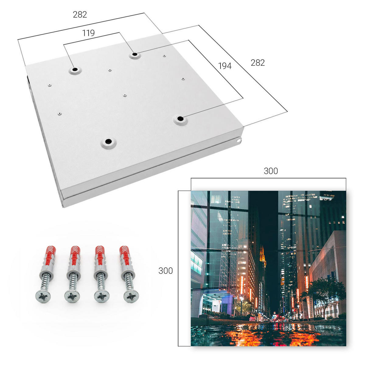 SCHLÜSSELBOX Weiß 30x30 cm – Türöffnung nach rechts - Stadtleben - Schwarz, Metall (30/30/5cm) - TULUP