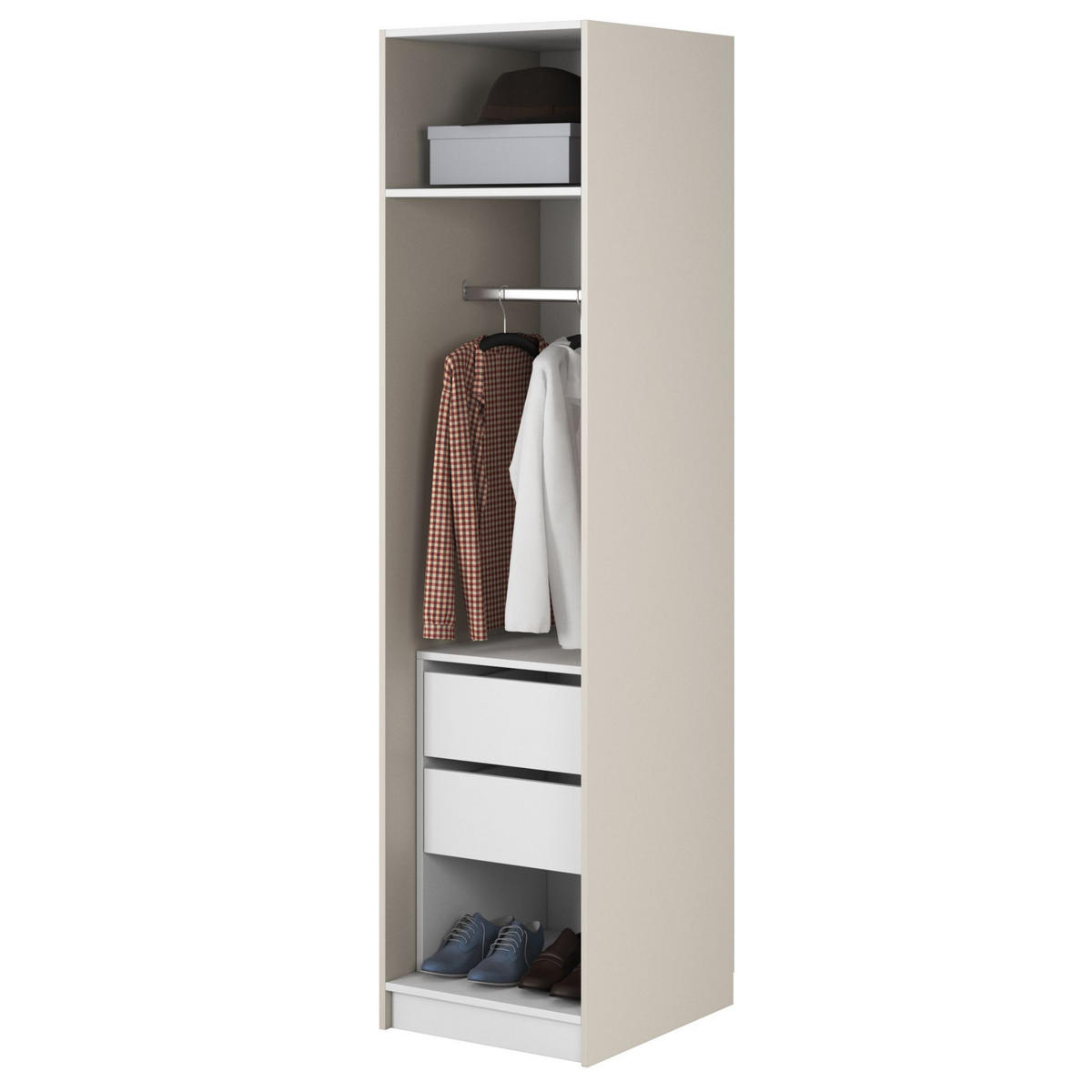 KLEIDERSCHRANK Moonir Greige 50 cm - Taupe/Goldfarben, Holzwerkstoff/Metall (50/200.5/57cm) - Selsey