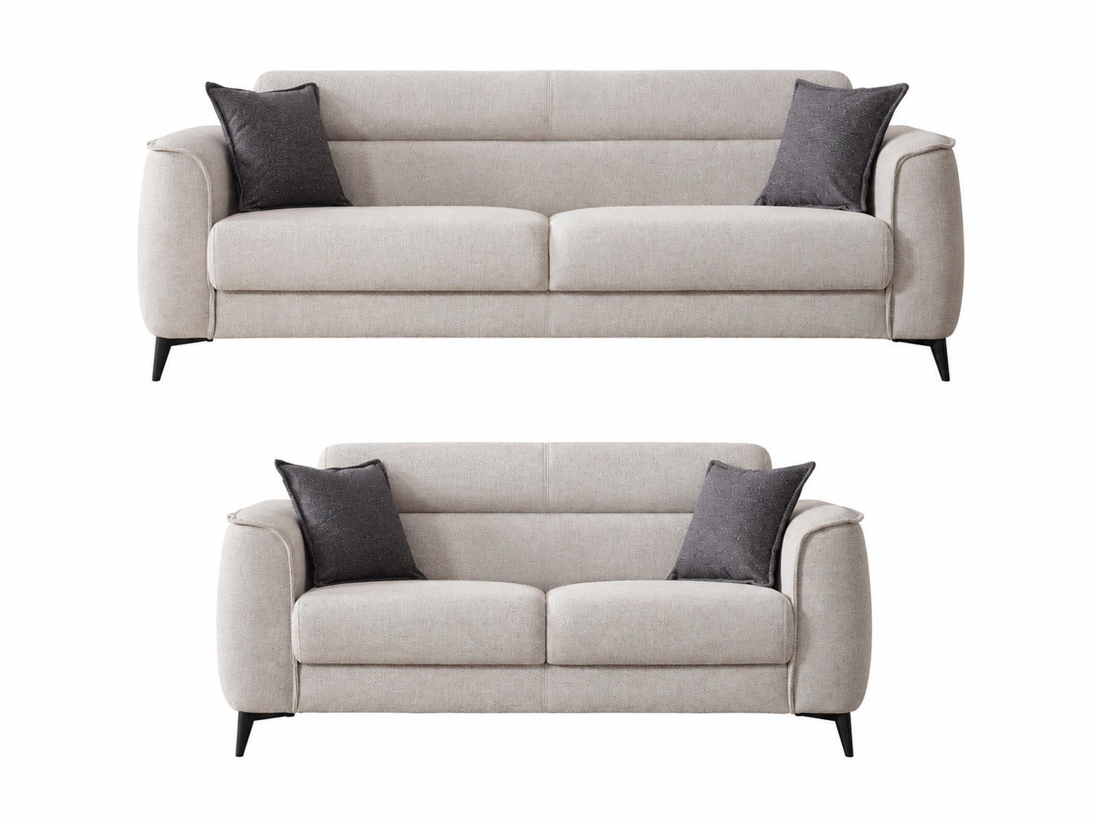 SITZGARNITUR Acapulco, Beige Stellvariante 3+2 - Beige, Holzwerkstoff/Kunststoff (237/87/98cm)