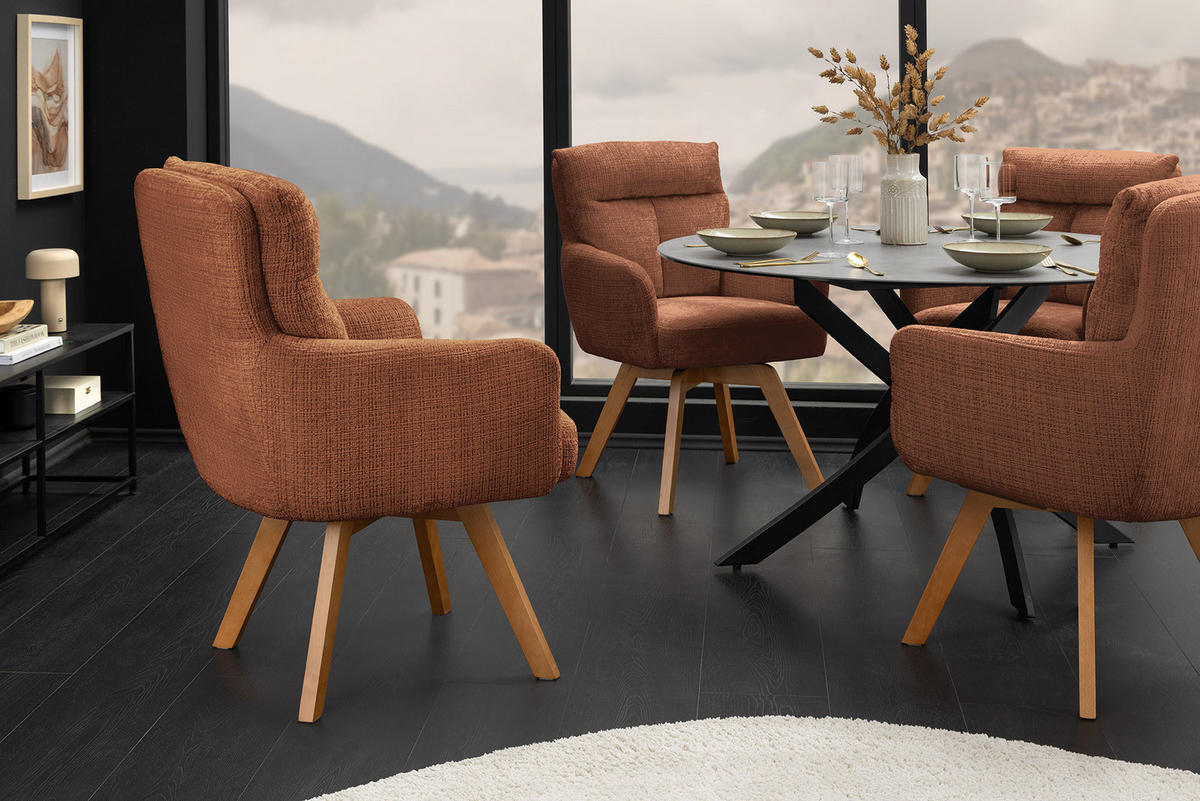 STUHL BIG GEORGE Chenille Braun 94 cm - Buchefarben/Braun, Holz/Textil (61/94/66cm) - riess-ambiente