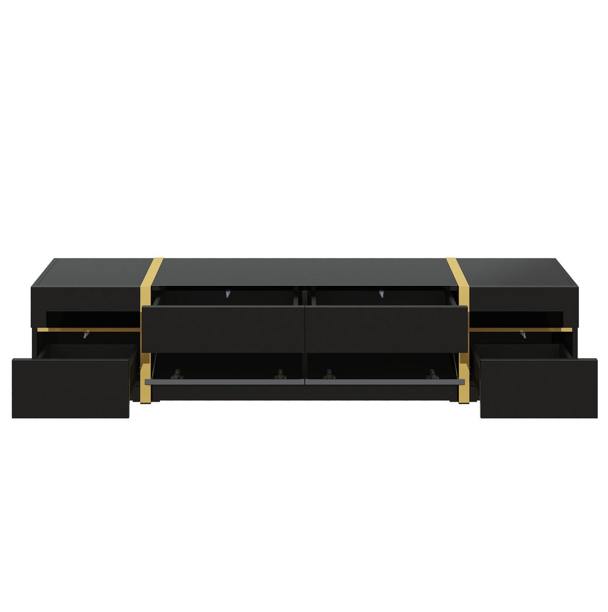 TV-SCHRANK 180/40/38 cm schwarz aus MDF mit 4 Schubladen - Schwarz, Holzwerkstoff (180/38/40cm) - OKWISH