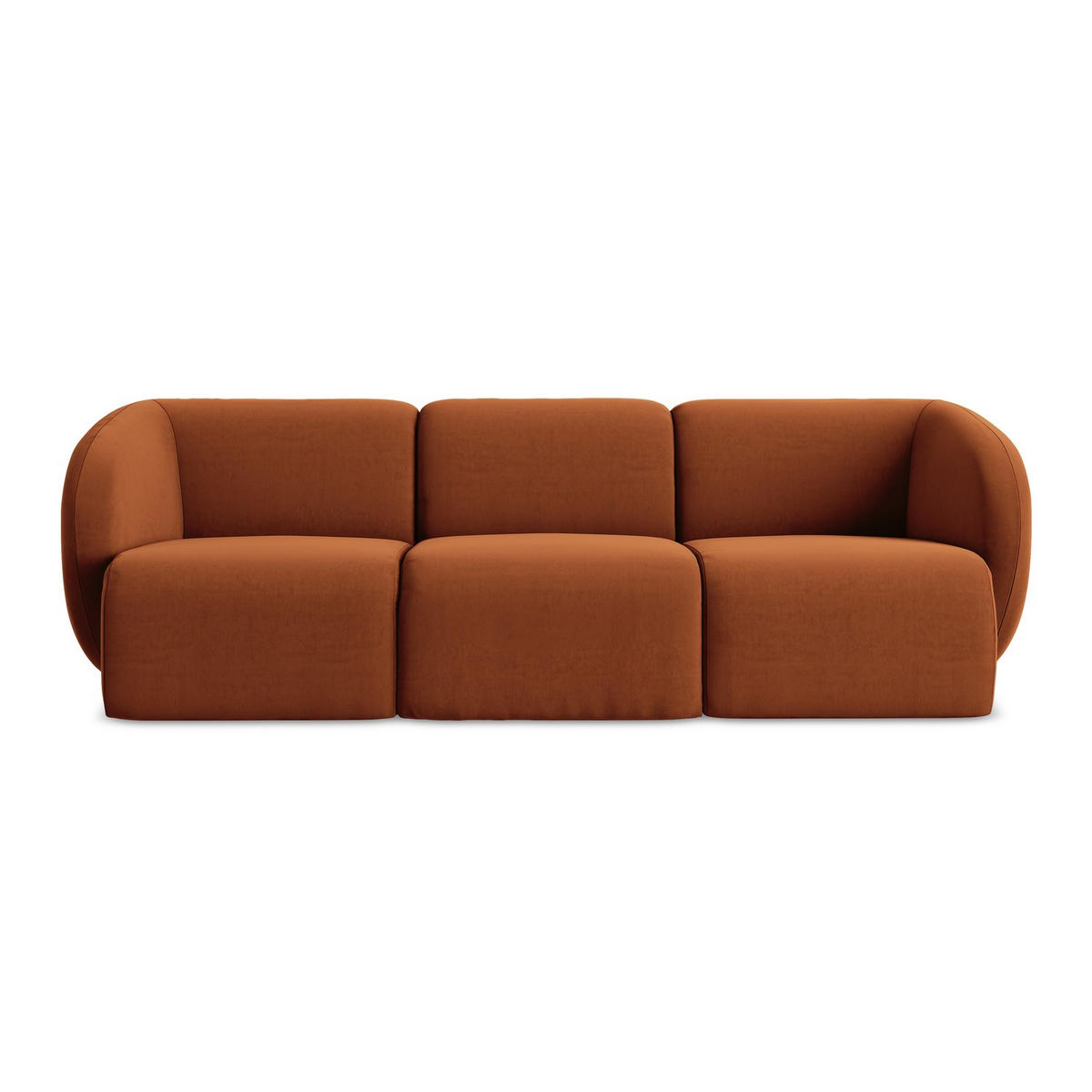 3-SITZER SOFA Samt Stoff Orange - Terracotta/Schwarz, Holzwerkstoff/Kunststoff (244/75/94cm) - LaMiaSofa
