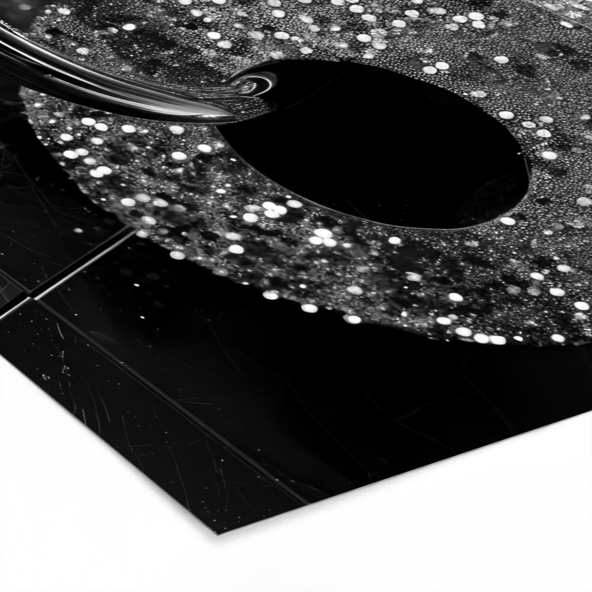 POSTER MIT RAHMEN WC - Toilettenpapier - Schwarz und weiß - Glitter 90x60 cm - Silberfarben, Papier (90/60cm) - MuchoWow