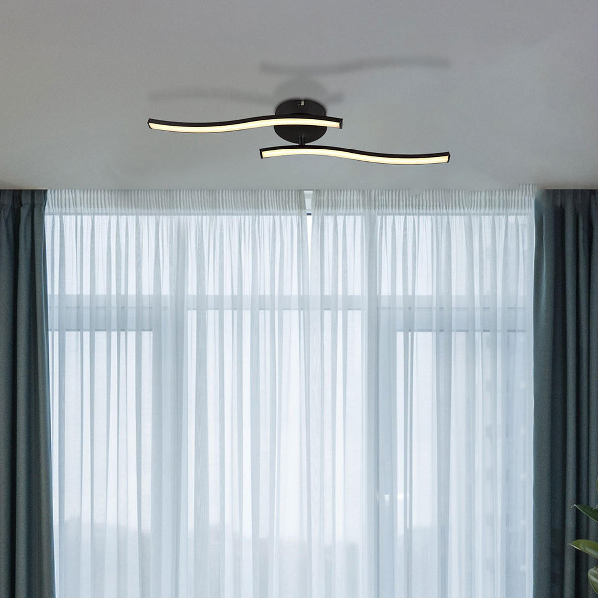 LED DECKENLEUCHTE Tyler Schwarz Matt - Schwarz, Kunststoff (51.5/10/7.2cm) - Globo Lighting