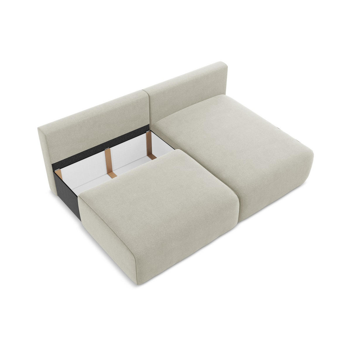 ECKSOFA mit Schlaffunktion rechts Strukturstoff Stoff Beige - Beige/Creme, Kunststoff/Textil (210/149cm) - LaMiaSofa