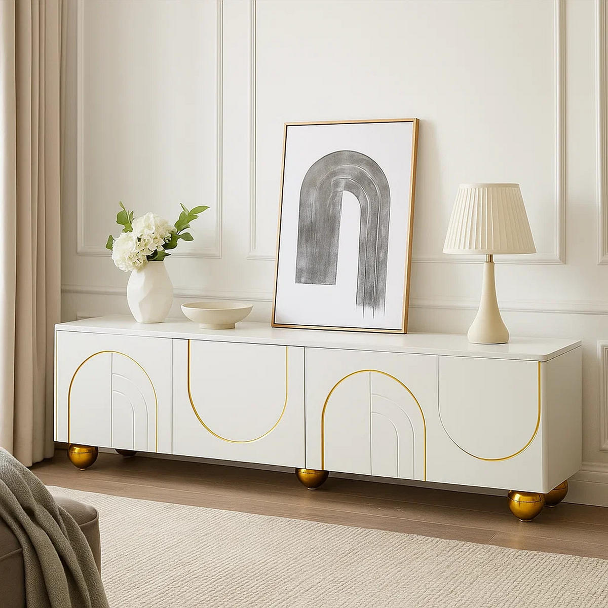 TV-SCHRANK 150 cm 2 Schubladen, 1 Schrank, Holzfarbe & Schwarz Für 60-Zoll Fernseher, Lowboard mit Kabelmanagement - Walnussfarben, Holzwerkstoff (150/44/38cm) - Urban Meuble