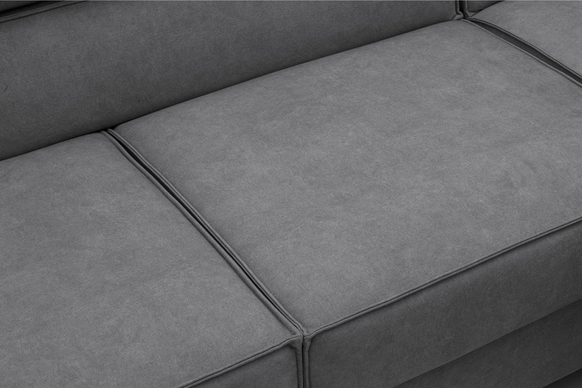 ECKSOFA PURE U Rechts mit Schlaffunktion 127x270 Velours Grau - Schwarz/Grau, Holz/Textil (204/340cm) - Muffo