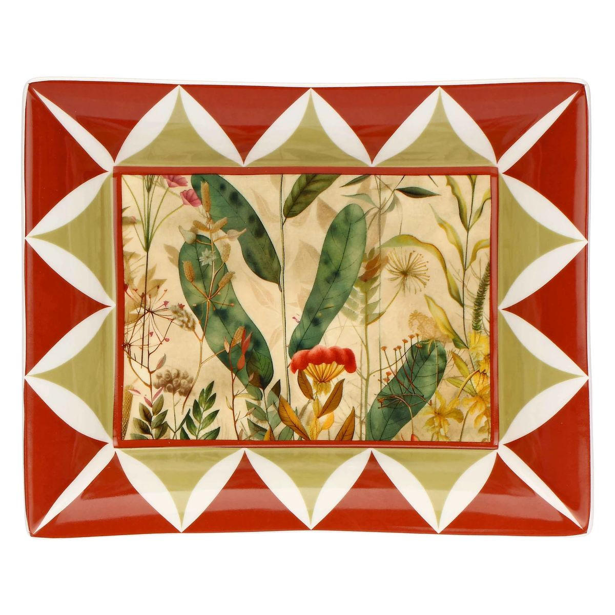 SCHALE/ Porzellanplatte rechteckig MIRABILIA 16 x 20 cm rot - Orange, Keramik (10.6/10.6/18.4cm) - Rose & Tulipani