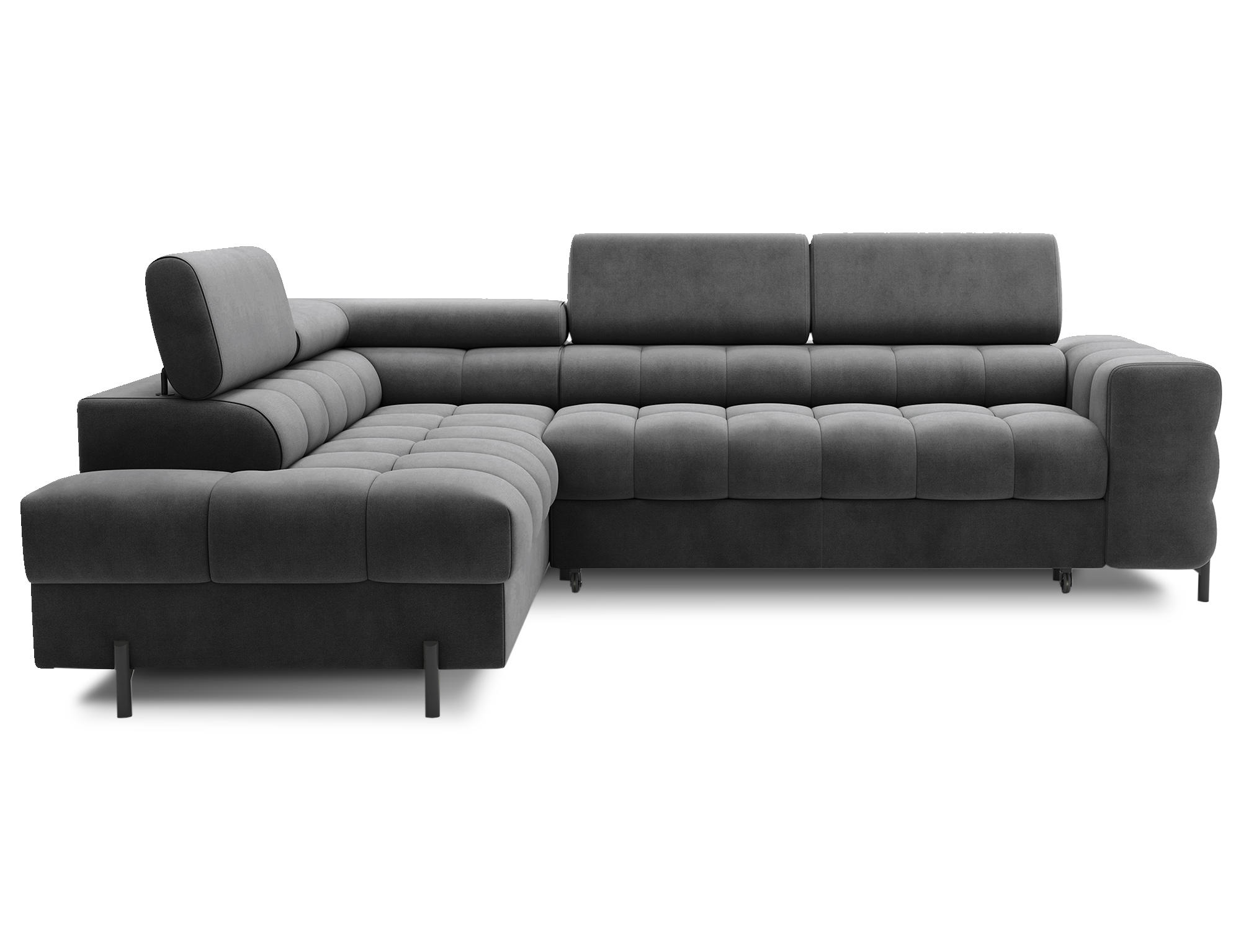 ECKSOFA FERUCCE L-Form – Polsterecke mit Schlaffunktion, Bettkasten & verstellbaren Kopfstützen 276 cm - Anthrazit, Kunststoff (276/200cm)