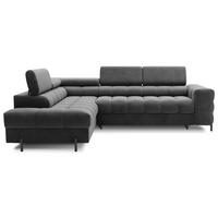 ECKSOFA FERUCCE L-Form – Polsterecke mit Schlaffunktion, Bettkasten & verstellbaren Kopfstützen 276 cm - Anthrazit, Kunststoff (276/200cm)