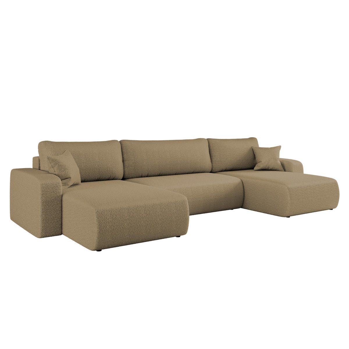 ECKSOFA U-Form Mit Schlaffunktion Und Bettkasten MILANO Stoff Hellbraun - Hellbraun, Holz (312/145cm) - Kaiser Möbel