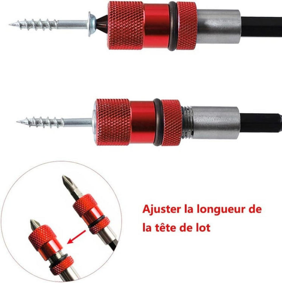 BOHRER – mit einstellbarem Tiefenbegrenzer, 1/4-Zoll-Sechskantschaft, zweiteiliges Set - Rot, Metall (6.6/0.6/1cm) - DCA
