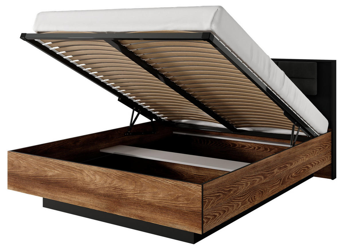DOPPELBETT 160x200 Taviano mit Bettkasten, Metallrahmen - Eichefarben, Holz/Metall (160/200cm) - Emporius