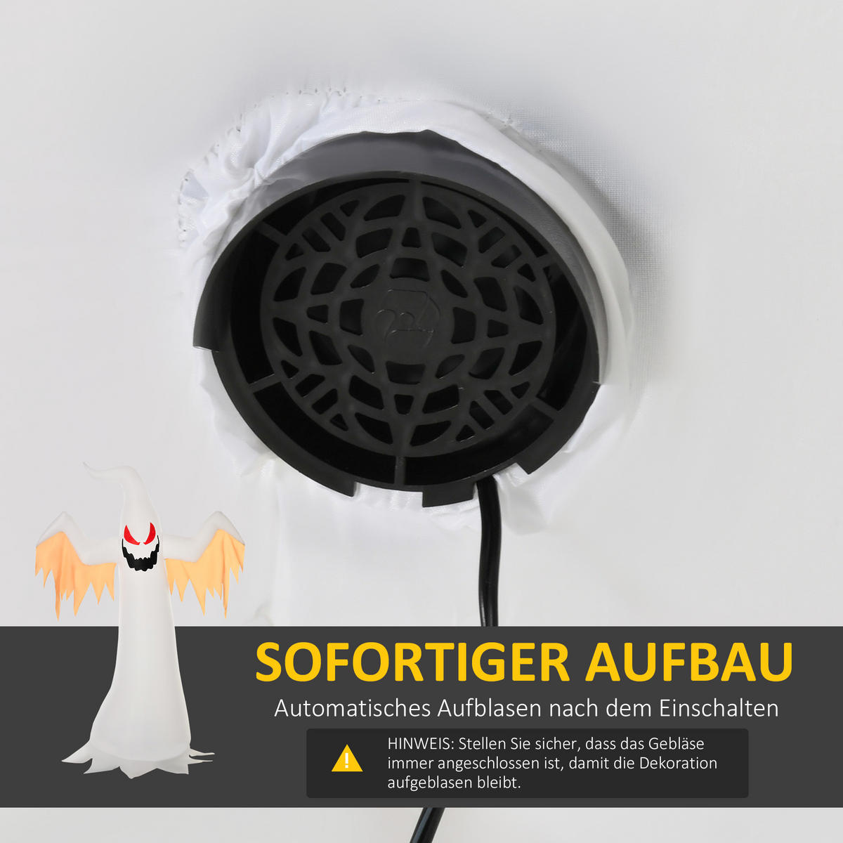 HALLOWEEN AUFBLASBARER GEIST , Weiß, Polyester - Weiß, Kunststoff (80/240/150cm) - HOMCOM