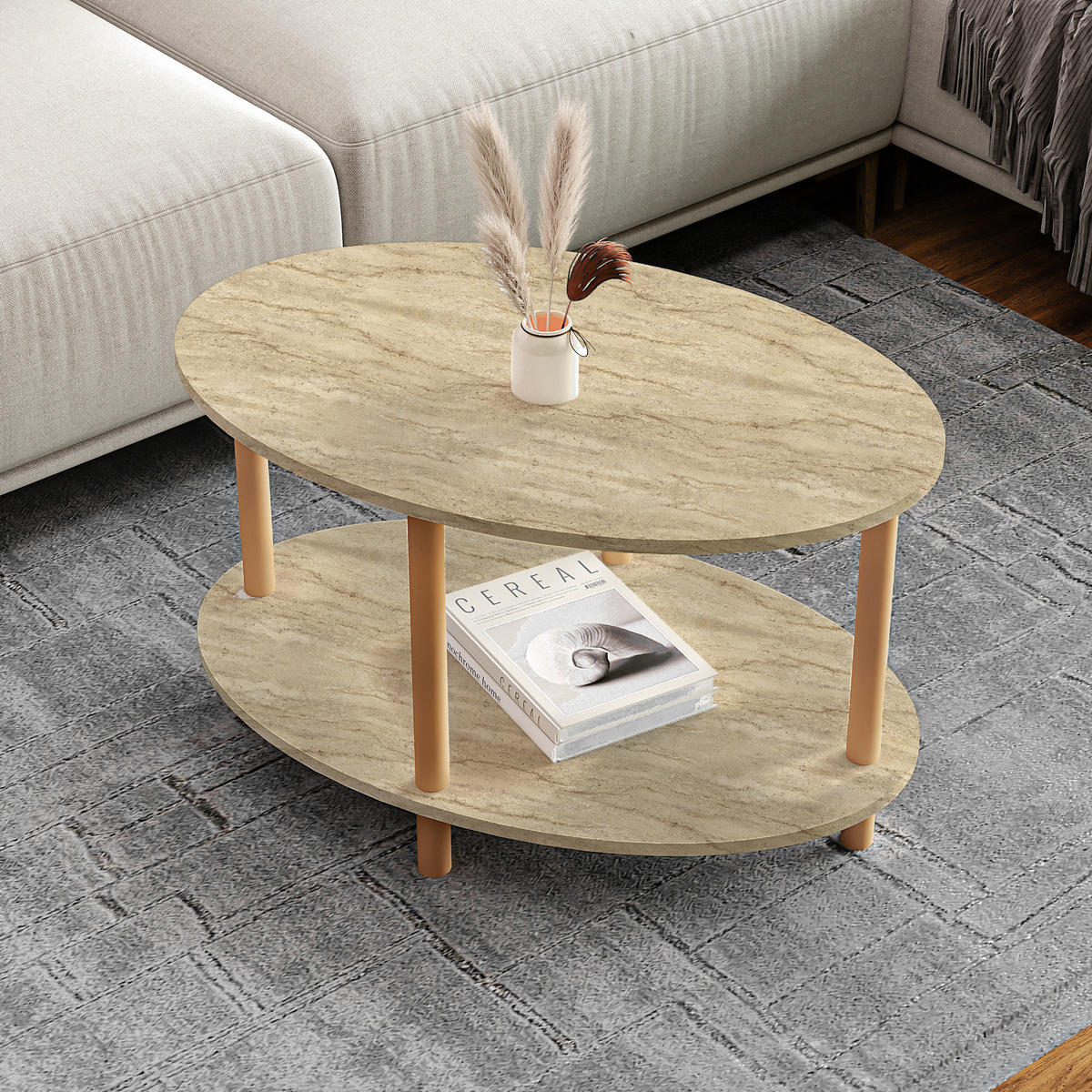 COUCHTISCH Højreby 70/44/43 cm - Beige/Naturfarben, Holz/Holzwerkstoff (70/44/43cm) - [en.casa]