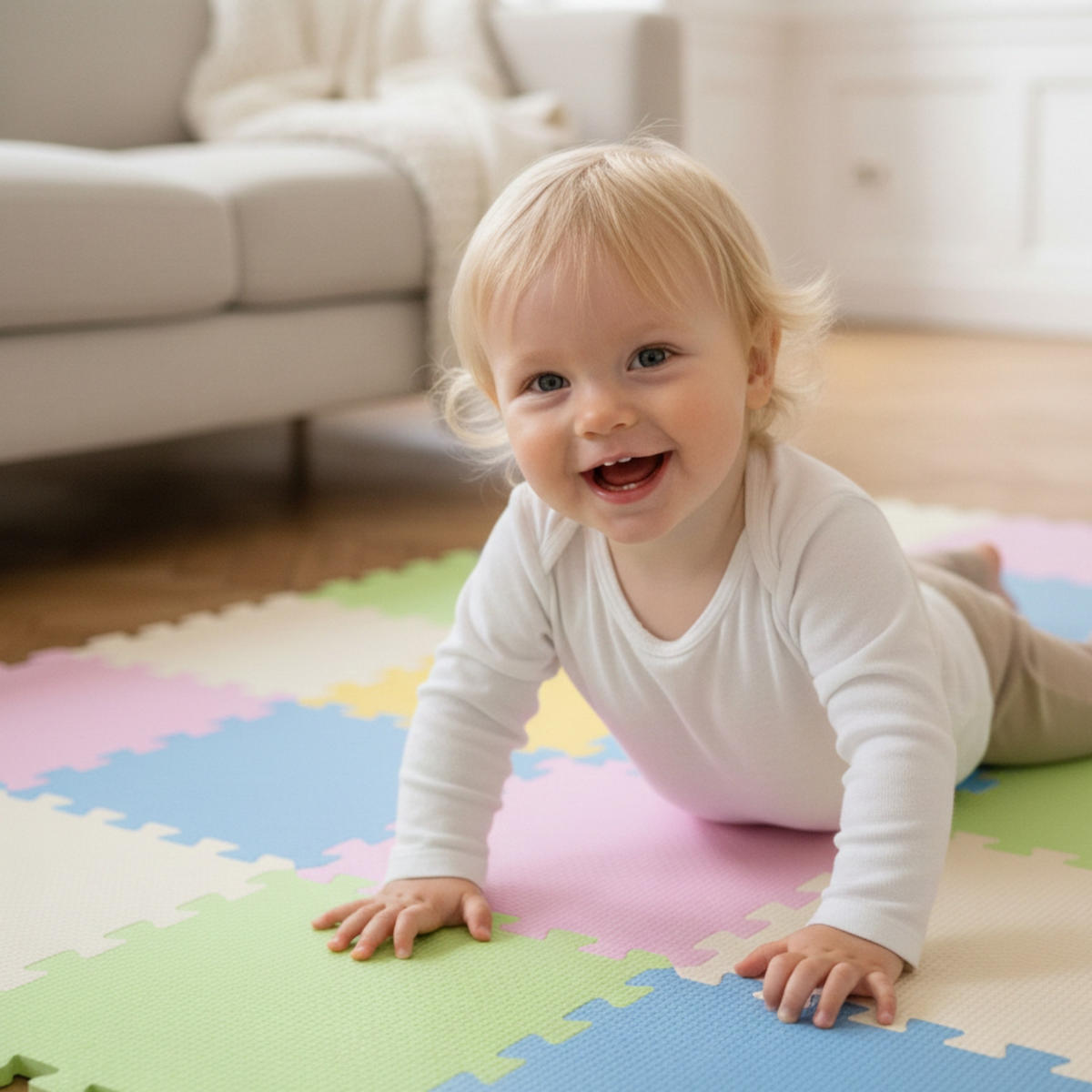 SPIELMATTE ab Null - 90 cm Baby Puzzlematte Bunt - Multicolor, Kunststoff (30/30cm) - Littletom