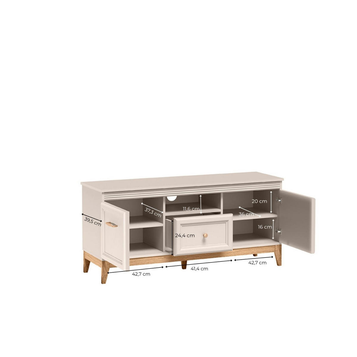 TV-LOWBOARD Windsor W-8 135,5 x 61,5 x 40,5 cm Kaschmir - Kaschmir/Eichefarben, Eichenholz/Holzwerkstoff (135.5/61.5/40.5cm) - Koseto
