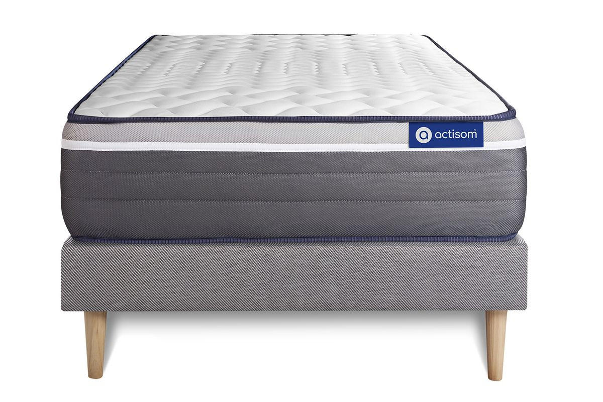 BETT Actimemo plus Memory-Schaum 80 x 200 cm h4 - Kit Bettgestell Grau - Beige/Grau, Karton/Holz (80/200cm) - ACTISOM