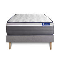 BETT Actimemo plus Memory-Schaum 80 x 200 cm h4 - Kit Bettgestell Grau - Beige/Grau, Karton/Holz (80/200cm) - ACTISOM