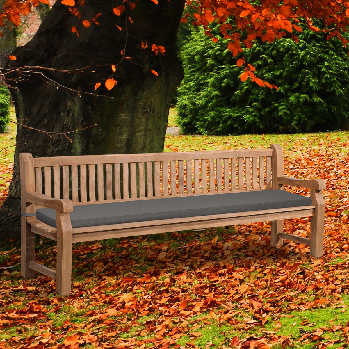 GARTENBANK Teakbank Dabel Holz Dunkelgrau Holzbank 240cm - Dunkelgrau, Holz (240/93/61cm) - DELUKE