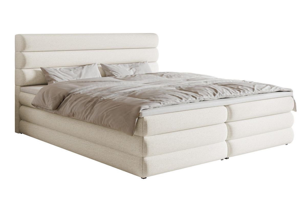 BOXBETT Alegre Hellbeige Chenille 180/200 cm - Beige/Schwarz, Kunststoff/Textil (180/200cm) - Selsey