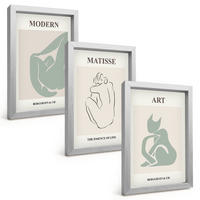 BILDER SET 3er Set - 20x30 cm Silberner Rahmen - Abstrakte Pastellfiguren - Silberfarben, Kunststoff (20/30cm) - TULUP