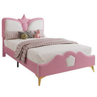 POLSTERBETT 90/200 cm Rosa+Weiß aus PU mit Kronen-Kopfteil - Rosa, Kunststoff (90/200cm) - OKMYHOME
