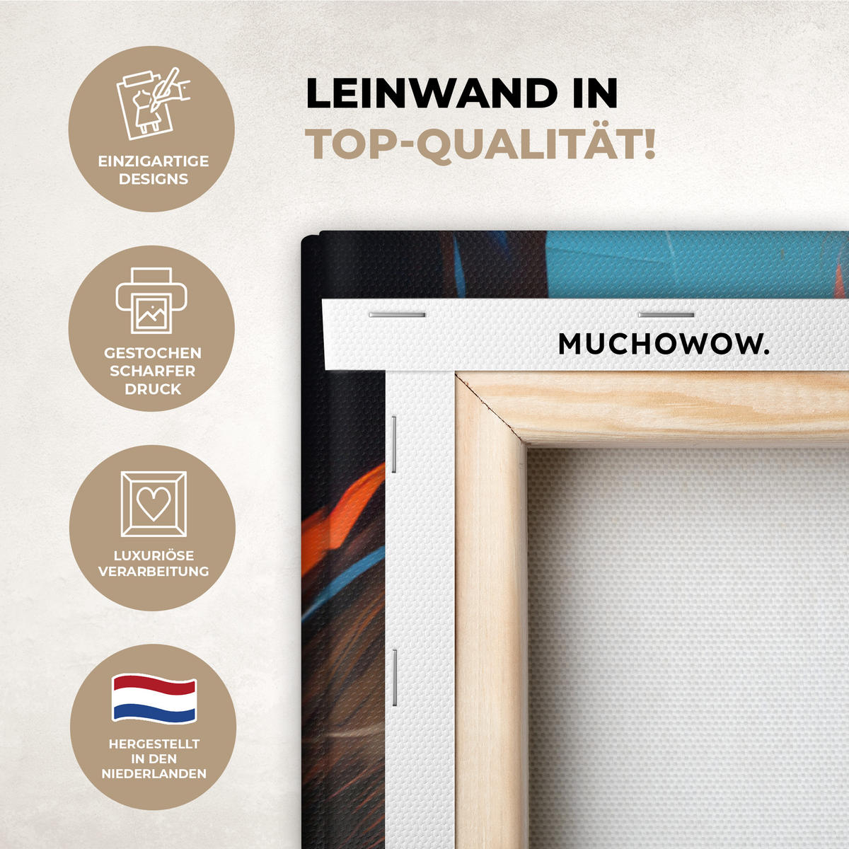 LEINWANDBILD Frau - Porträt - Farbenfroh - Kunst 90x90 cm - Multicolor, Textil (90/90cm) - MuchoWow