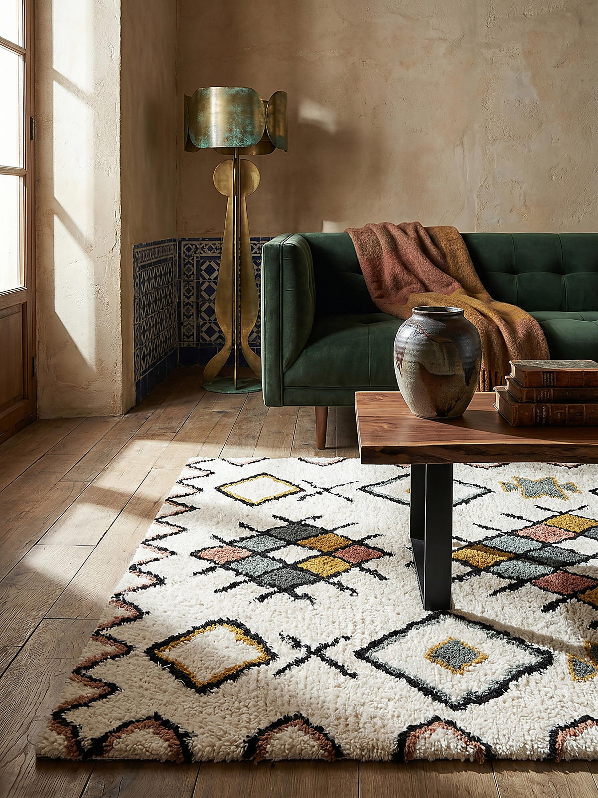 TEPPICH Hochflor Zottelig aus Wolle, Berber Stil, Shaggy Multicolor Rechteckig 120x170 - Multicolor, Textil (120/170cm) - KADIMA DESIGN