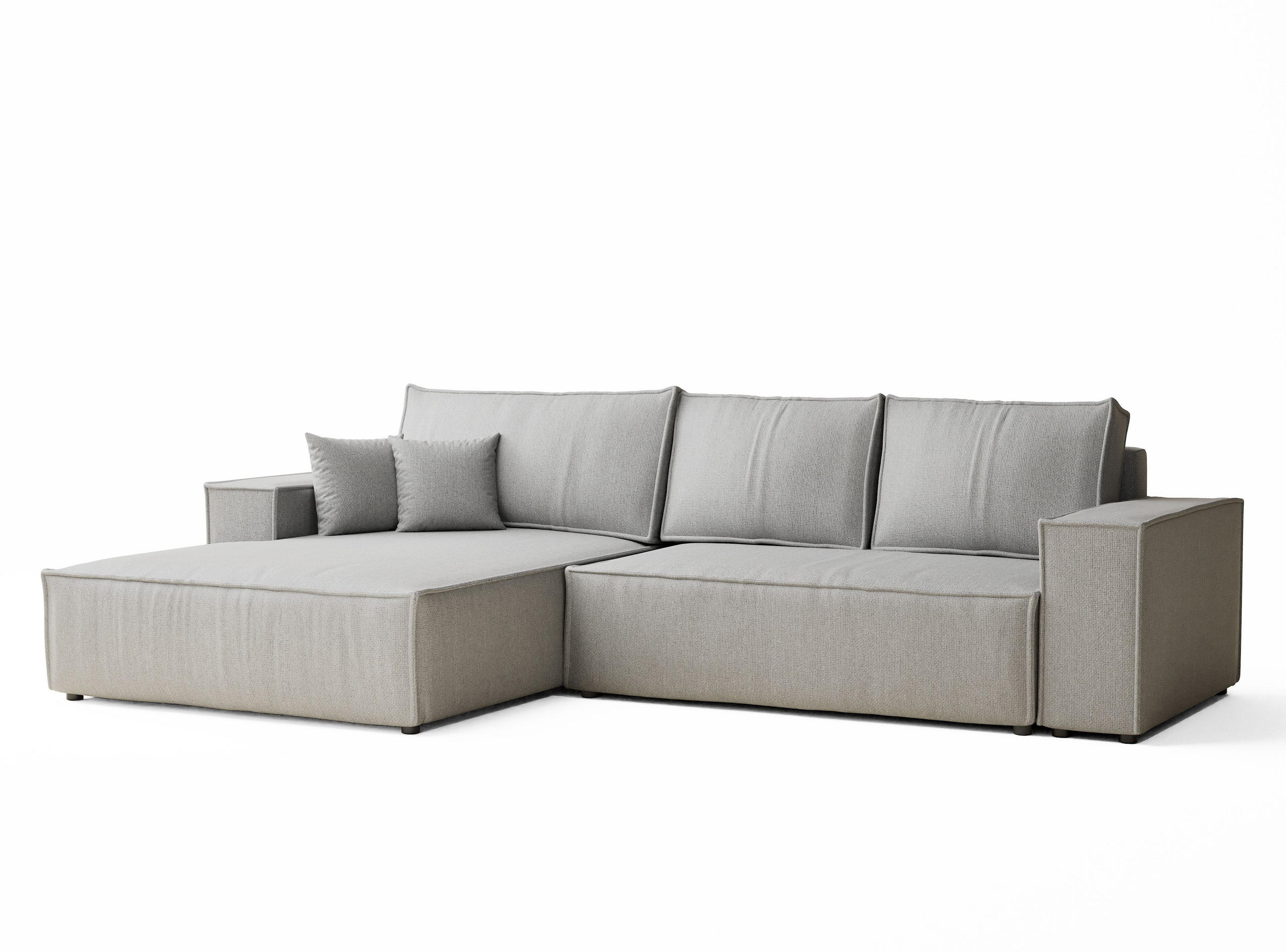 ECKSOFA MIT SCHLAFFUNKTION Maze Hellgrau Webstoff - Hellgrau/Schwarz, Holz/Holzwerkstoff (294/185cm) - Maison de Reve