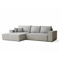 ECKSOFA MIT SCHLAFFUNKTION Maze Hellgrau Webstoff - Hellgrau/Schwarz, Holz/Holzwerkstoff (294/185cm) - Maison de Reve
