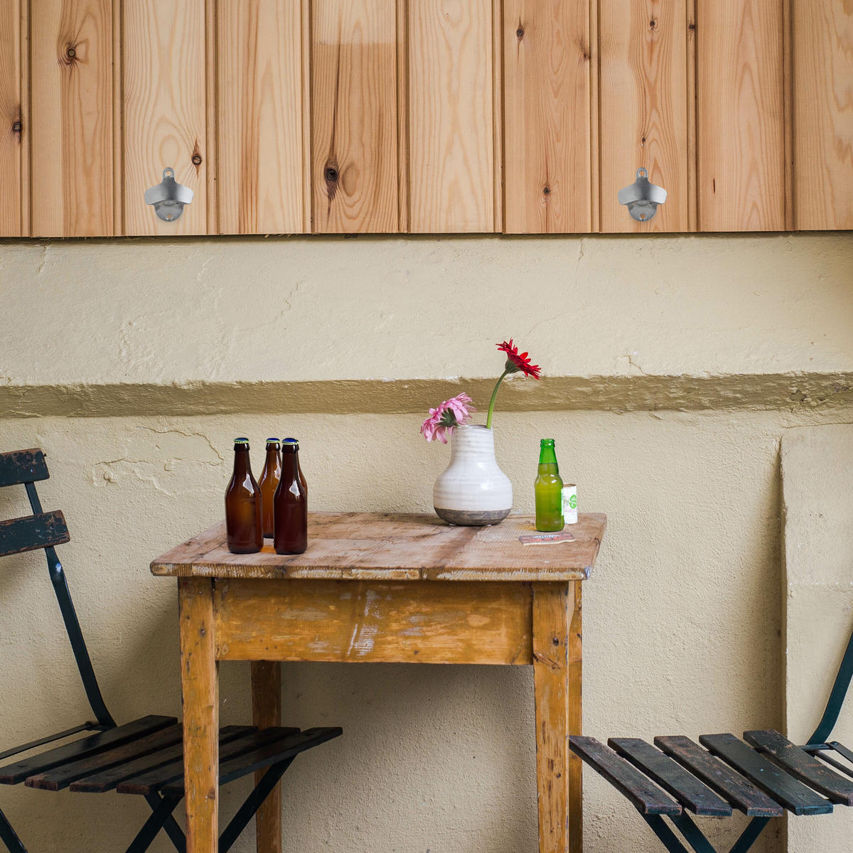 5XNÁSTENNÝ otvárač fliaš - strieborná, kov (3cm) - Relaxdays