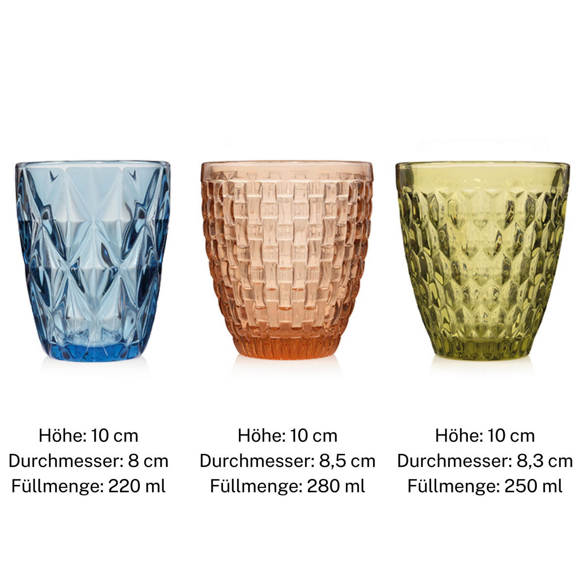 TRINKGLÄSER Set Porto + Faro - 12 teilig - Multicolor, Glas (0.32L) - Sänger