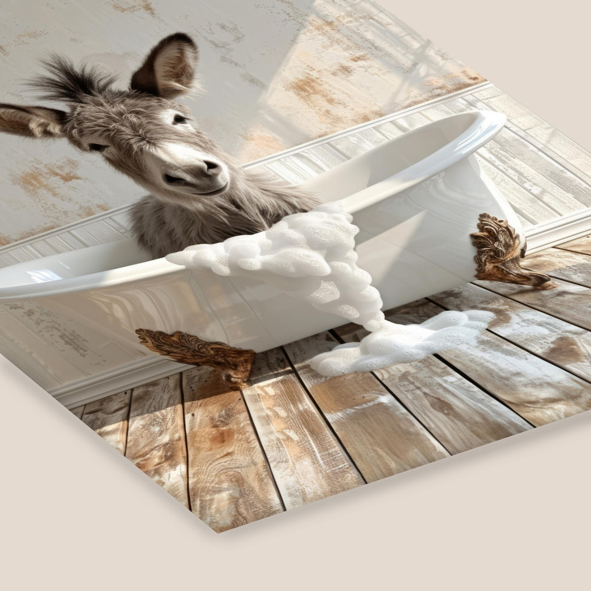 PLAKAT Z OKVIRJEM Osel 60x80 cm - bela, papir (60/80cm) - MuchoWow