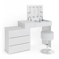 SCHMINKTISCH Lotos Weiß 117.4 cm mit LED Beleuchtung und Hocker - Weiß, Holzwerkstoff (117.4/78/45cm) - Vicco