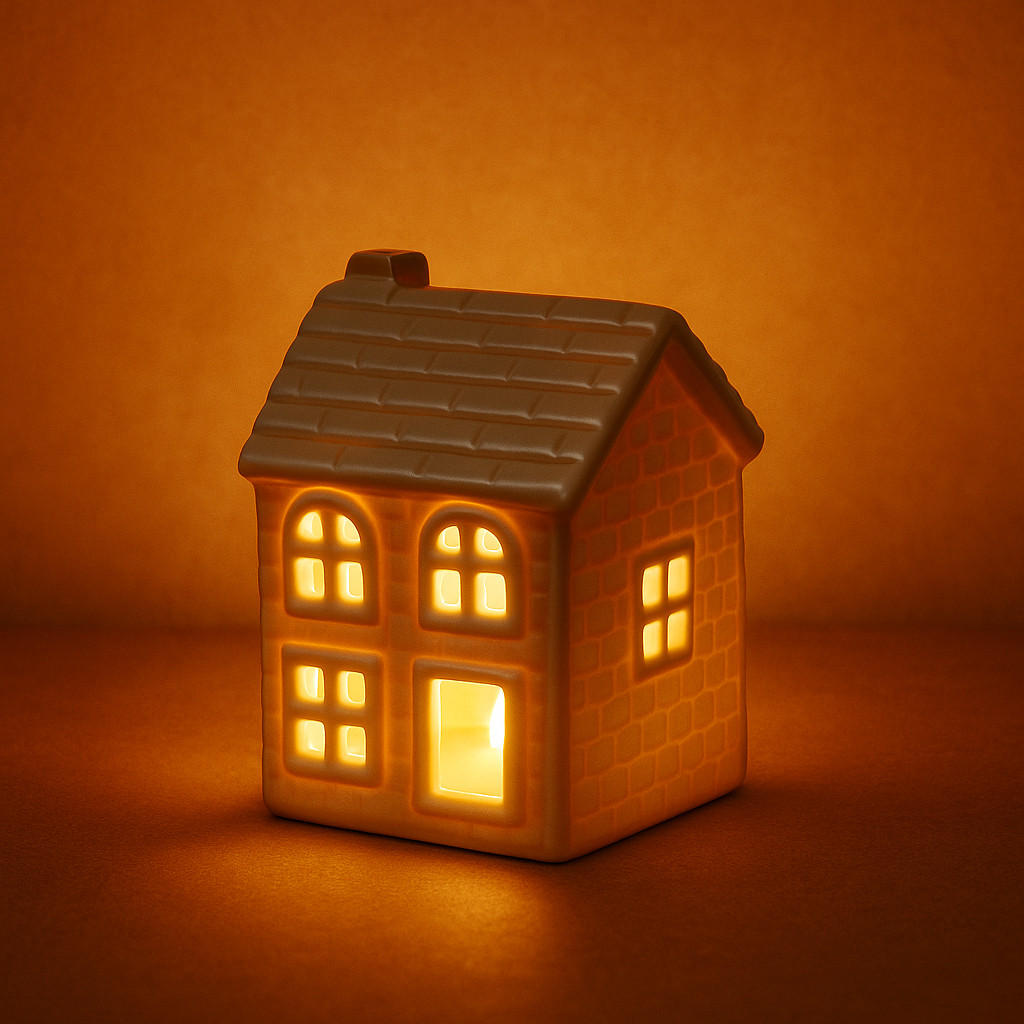 LED-LATERNENHAUS Hytte Weiß 6x5,5x8,4 cm Keramik - Weiß, Keramik (5.5/8.4/6cm) - Mondex