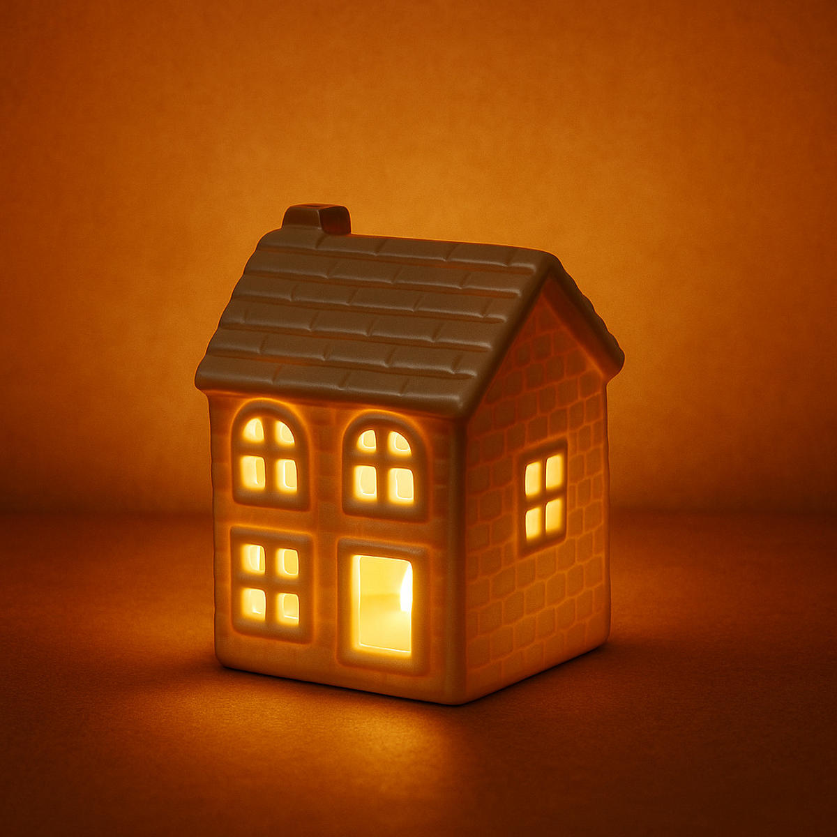 LED-LATERNENHAUS Hytte Weiß 6x5,5x8,4 cm Keramik - Weiß, Keramik (5.5/8.4/6cm) - Mondex