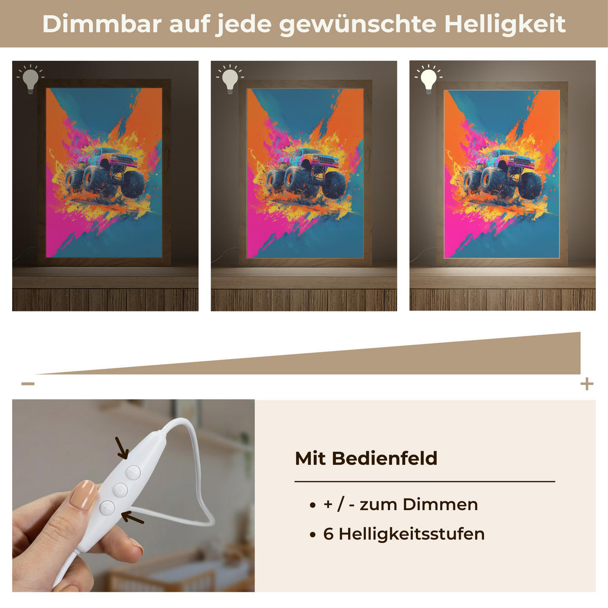 NACHTTISCHLAMPE Monstertruck - Abstrakt - Farbspritzer - Farbenfroh 20x30 cm - Pink, Holzwerkstoff (8/20/30cm)