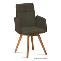 ARMLEHNSTUHL (6er-Set) Dinah 52x92x60 Eiche geölt/Khaki - Dunkelgrün/Eichefarben, Kunststoff (60/92/52cm) - 58aufmkessel