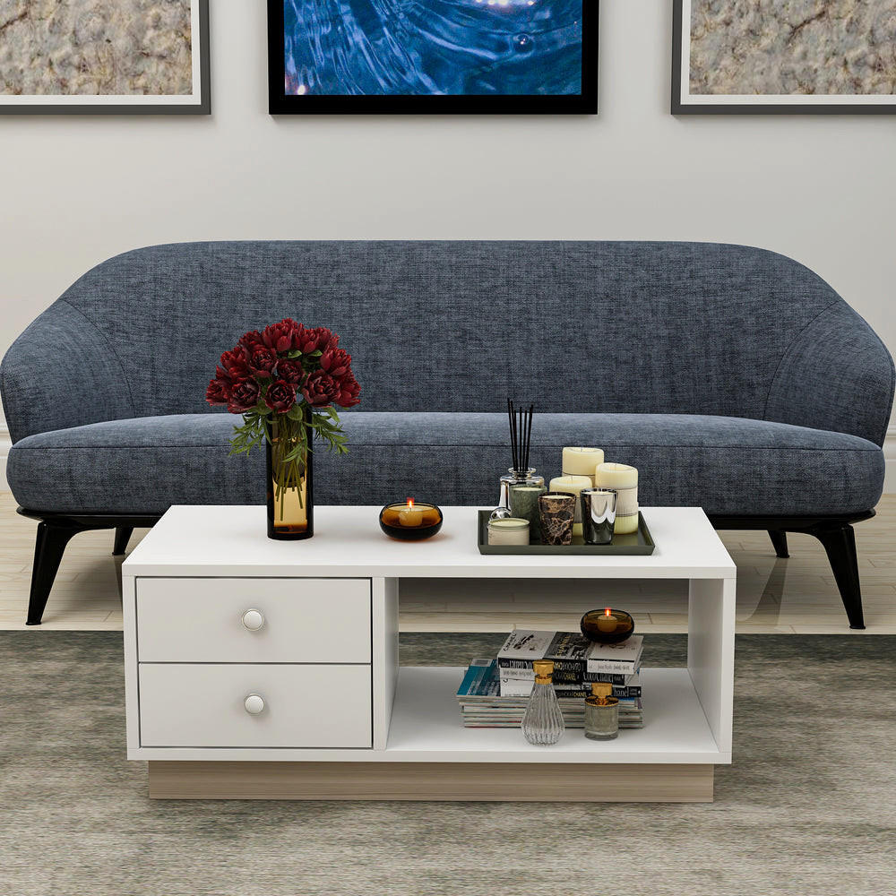 COUCHTISCH Moskovo Weiß 9673 - Beige/Weiß, Holzwerkstoff (45/90/37cm) - moebel17